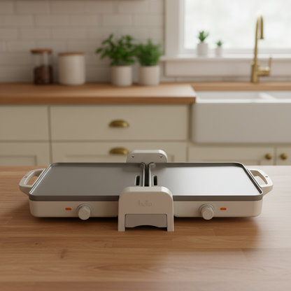 10X20 INCH CERAMIC FOLD-N-STORE DUAL TEMP GRIDDLE - (OATMILK)