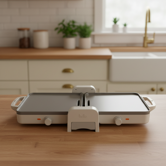 10X20 INCH CERAMIC FOLD-N-STORE DUAL TEMP GRIDDLE - (OATMILK)