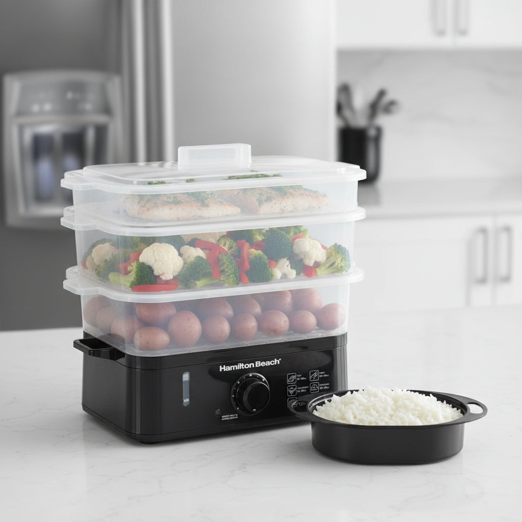 9.5QT 3-TIER ELECTRIC FOOD STEAMER