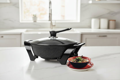 BRENTWOOD SK-72BK ELECTRIC NON-STICK 6-QUART SHABU POT WITH DIVIDER, BLACK