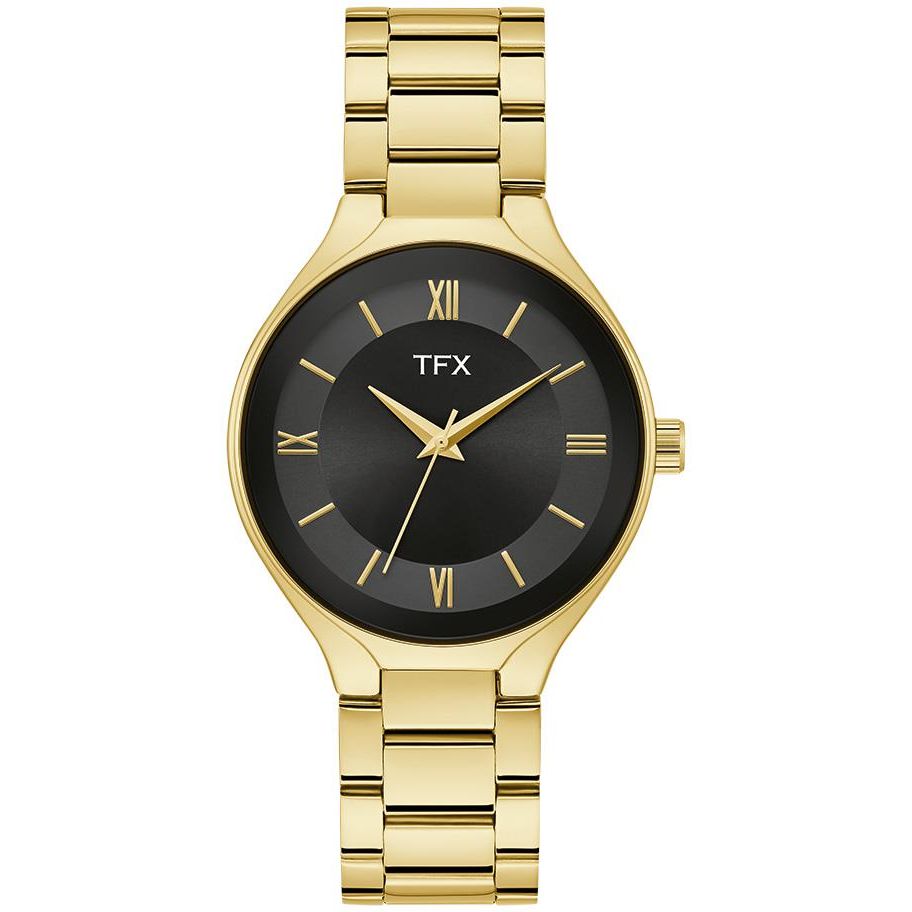 MEN'S DRESS/CLASSIC STAINLESS STEEL BRACELET WATCH, BLACK DIAL