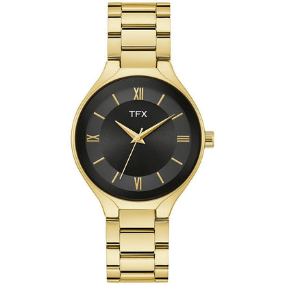 MEN'S DRESS/CLASSIC STAINLESS STEEL BRACELET WATCH, BLACK DIAL
